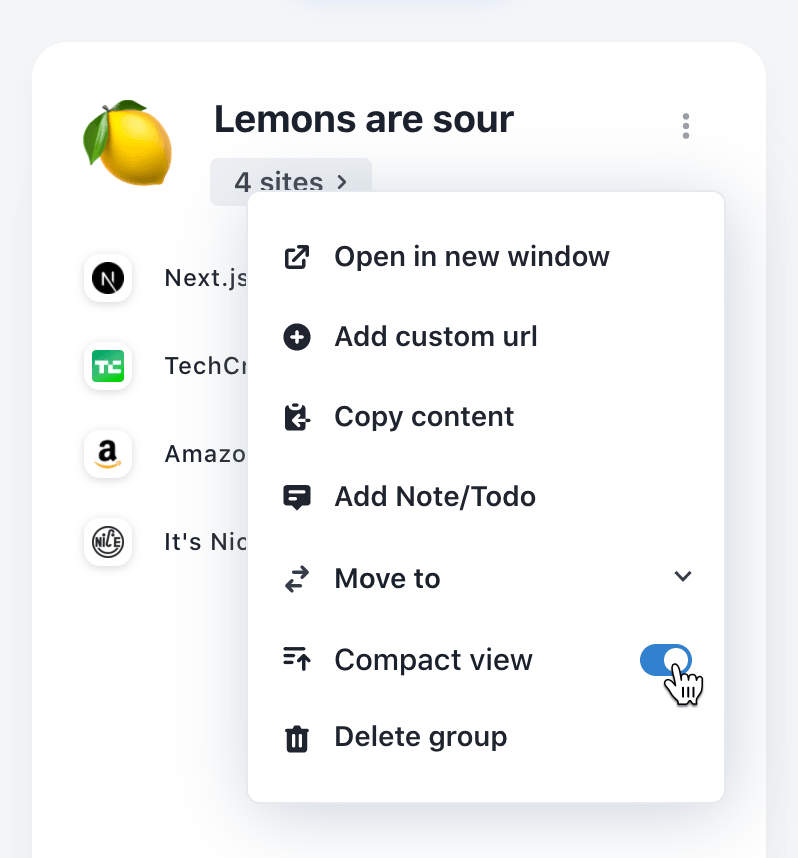 Compact view for group