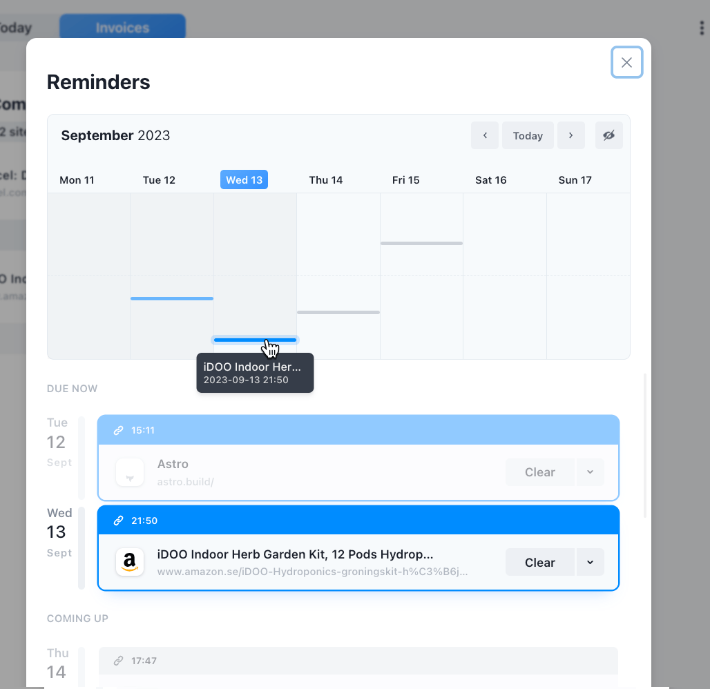 Calendar view
