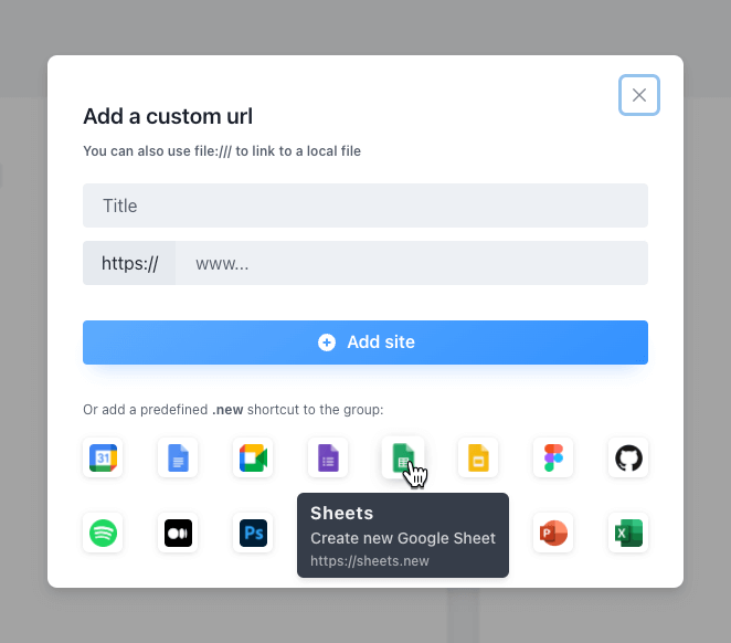 Predefined new links
