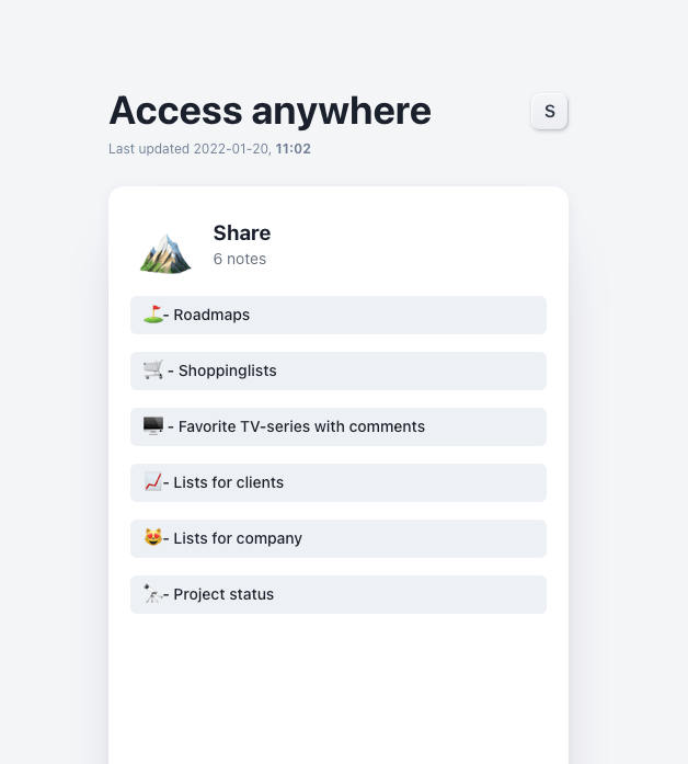 Share categories