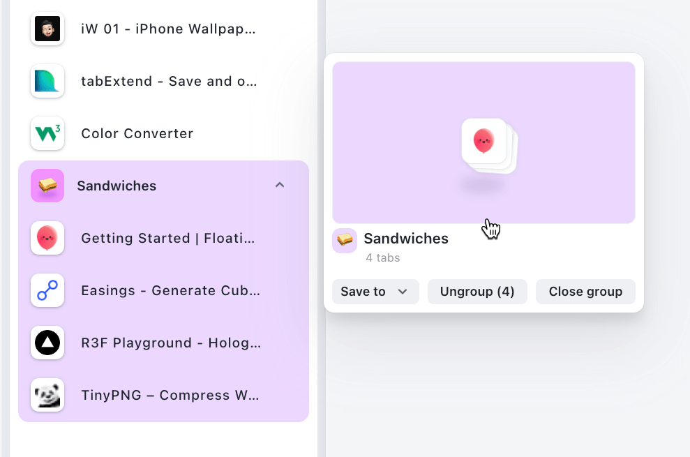 Tabs groups