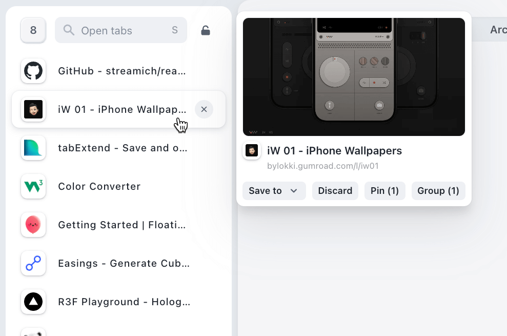 Tabs list