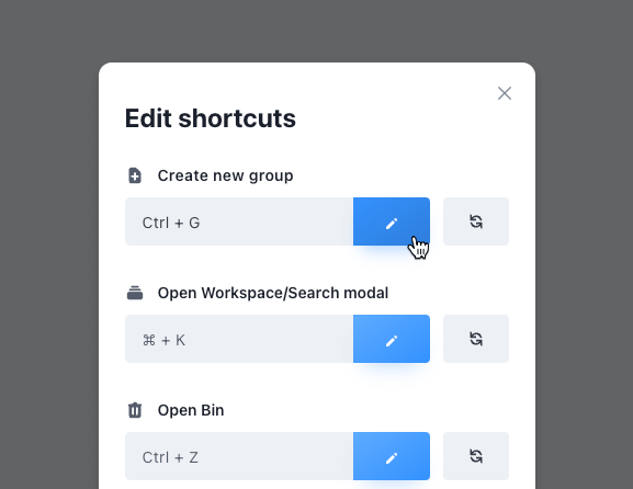 Custom shortcuts